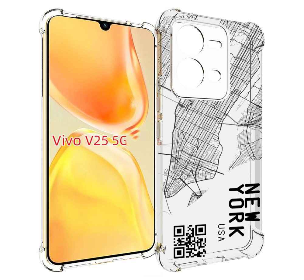 

Чехол MyPads схема-нью-йорк для Vivo V25 5G / V25e, Прозрачный, Tocco
