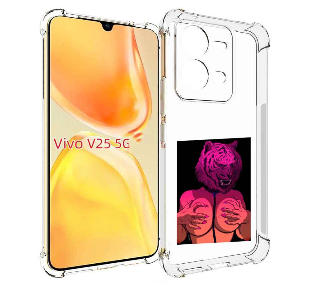 

Чехол MyPads тигр с секретом женский для Vivo V25 5G / V25e, Прозрачный, Tocco