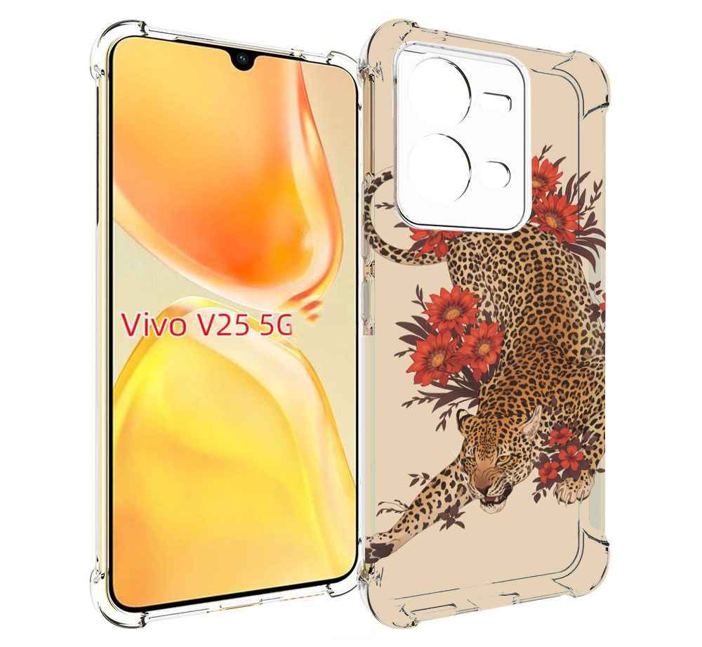 

Чехол MyPads тигр-из-цветов для Vivo V25 5G / V25e, Прозрачный, Tocco