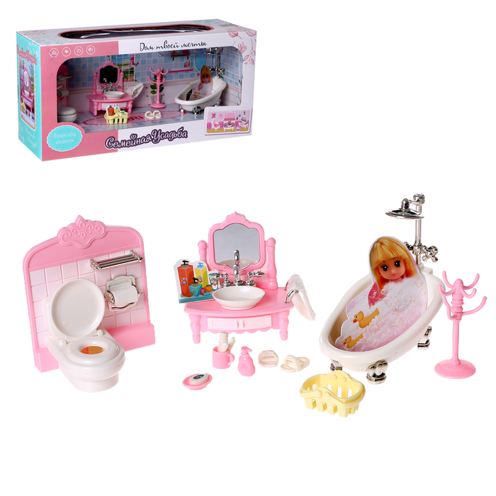 Игровой набор Семейная усадьба ванная комната 9939300 мебель для кукол мебель для кукол littlewoodhome большая кухня бело розовый