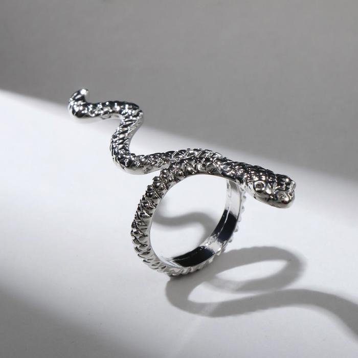 Кольцо Queen fair Змея, анаконда, цвет черненое серебро, безразмерное
