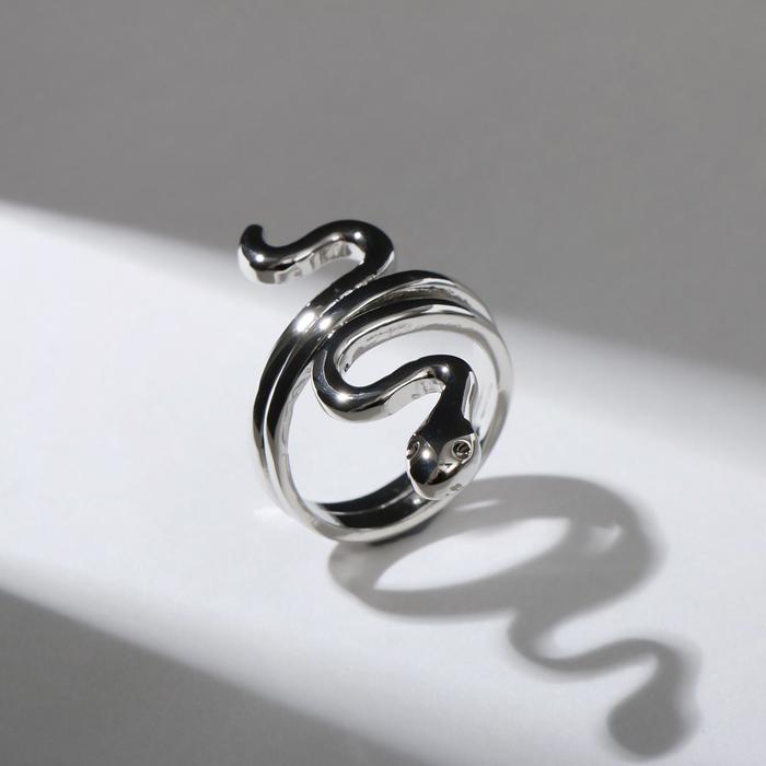 Кольцо Змея, спиралька, цвет серебро, безразмерное