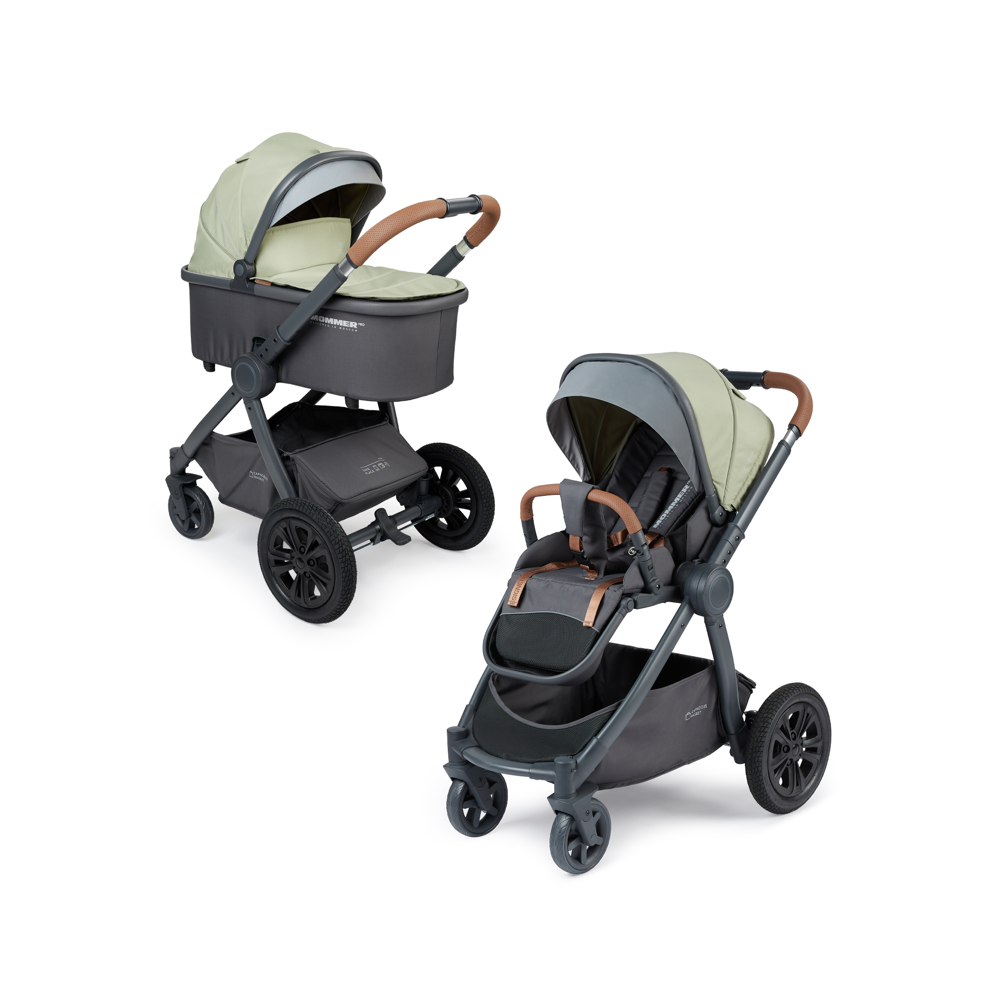 фото Коляска трансформер 2 в 1 mommer pro (olive) happy baby