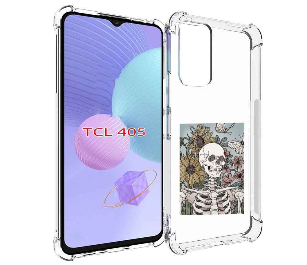 Чехол MyPads скелетик с подсолнухами для TCL 405