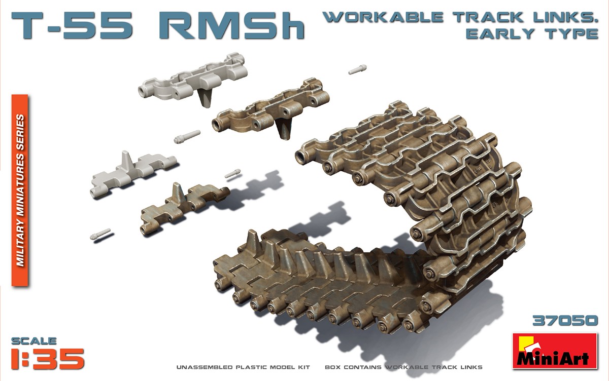 

Сборная модель MiniArt 1/35 T-55 RMSh Workable Track Links. Early Type 37050