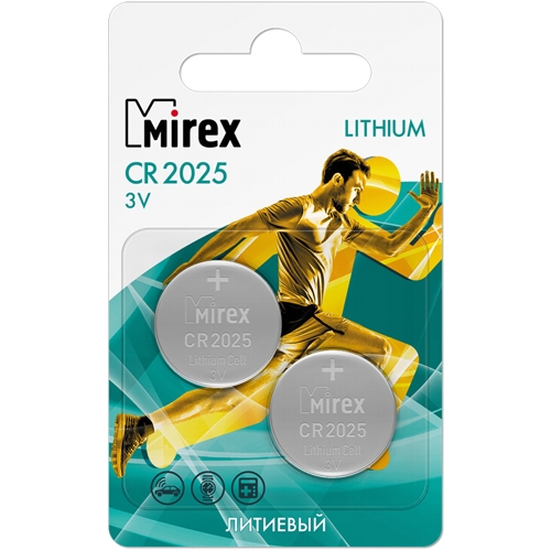 

Батарейка Mirex CR2025 3В литиевая, 2 шт.. 23702-CR2025-E2