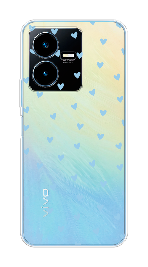 

Чехол на Vivo Y22 "Голубые сердечки паттерн", Голубой;прозрачный, 267550-1