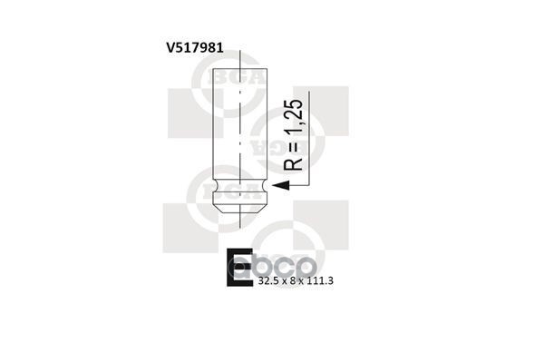 

BGA V517981 клапан двигателя выпускной