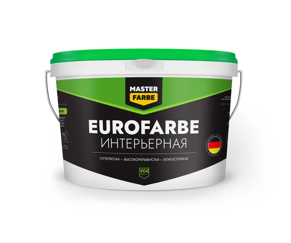 Краска MASTERFARBE влагостойкая Eurofarbe супербелая, 3кг