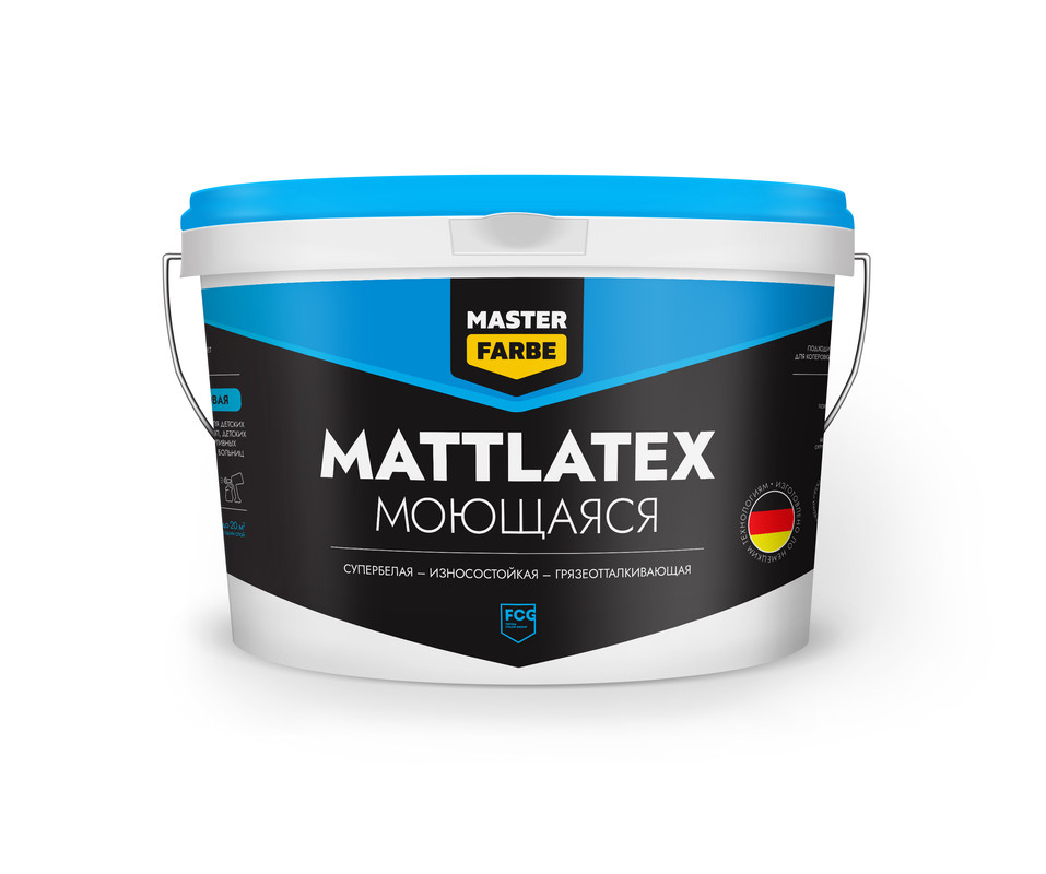 фото Краска masterfarbe водно-дисперсионная акриловая mattlatex супербелая , 3кг