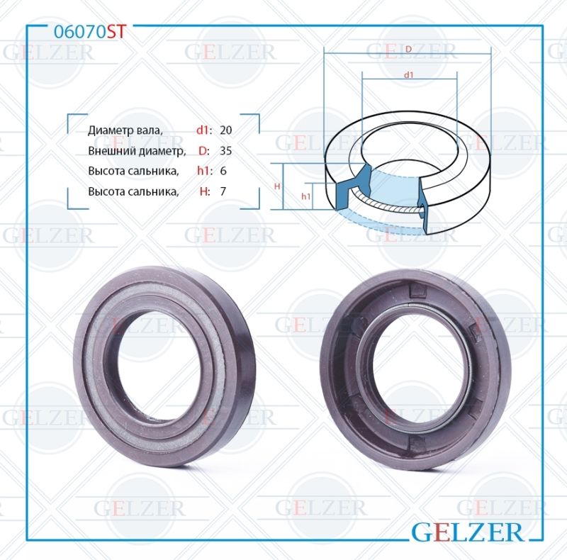 

Сальник рулевой рейки GELZER 20*35*6/7 (1PM) 06070ST, 06070ST