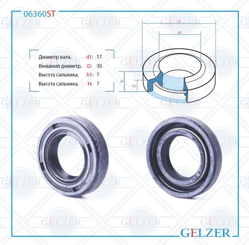 

Сальник рулевой рейки GELZER 17*30*7/7 (1PM) 06360ST, 06360ST