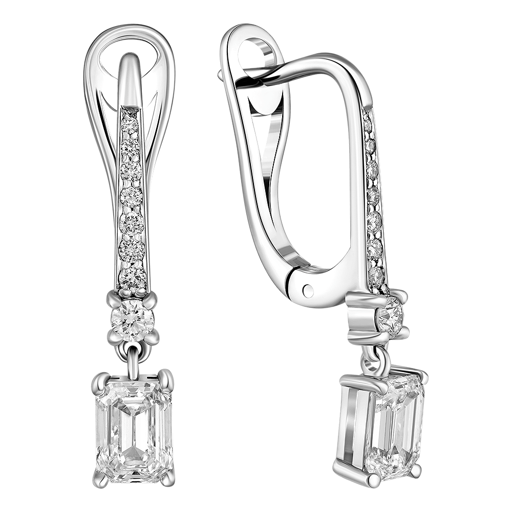 

Серьги из белого золота с бриллиантом выращенным IQ Diamonds 609-E7W-EM147EVVS2VS1-VK, 609-E7W-EM147EVVS2VS1-VK