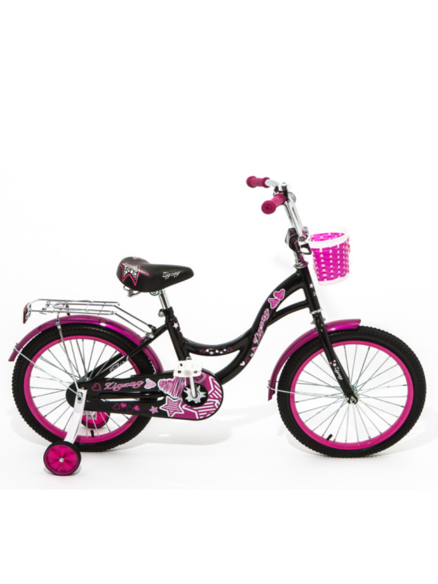 Велосипед детский двухколесный ZIGZAG GIRL, черный, малиновый