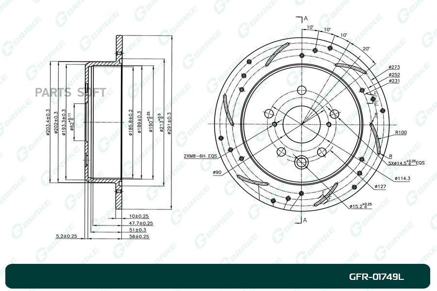 

G-BRAKE GFR01749L Диск тормозной перфорированный левый