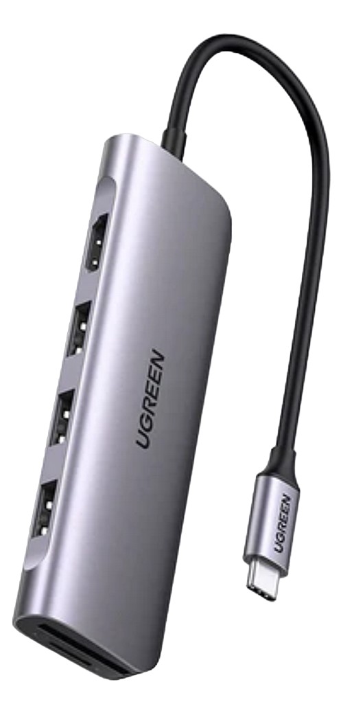 

Док-станция UGREEN CM511-20956A; Type C to HDMI +USB 3.0*3 + SD/TF, без порта для питания, Серый, CM511