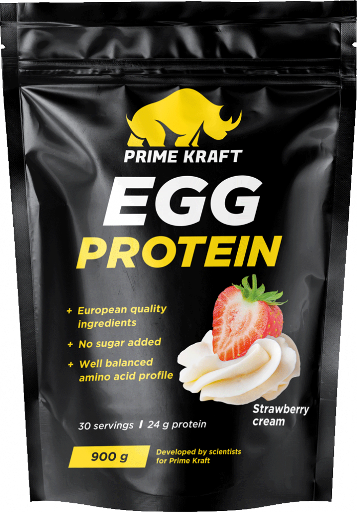 Протеин Prime Kraft Egg, 900 г, клубника-сливки
