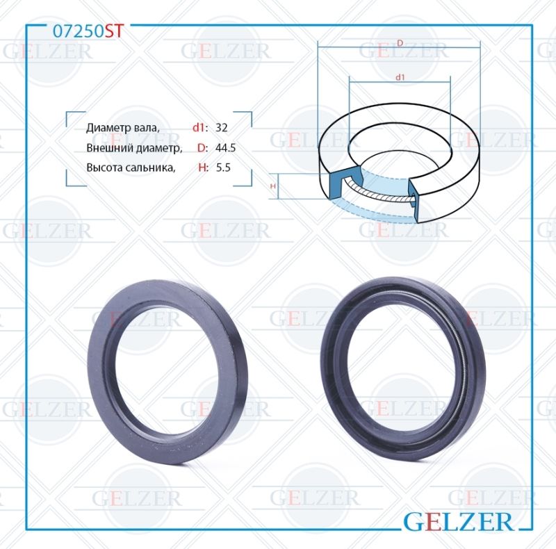 

Сальник рулевой рейки GELZER 32*44.5*5.5 (0M) 07250ST, 07250ST