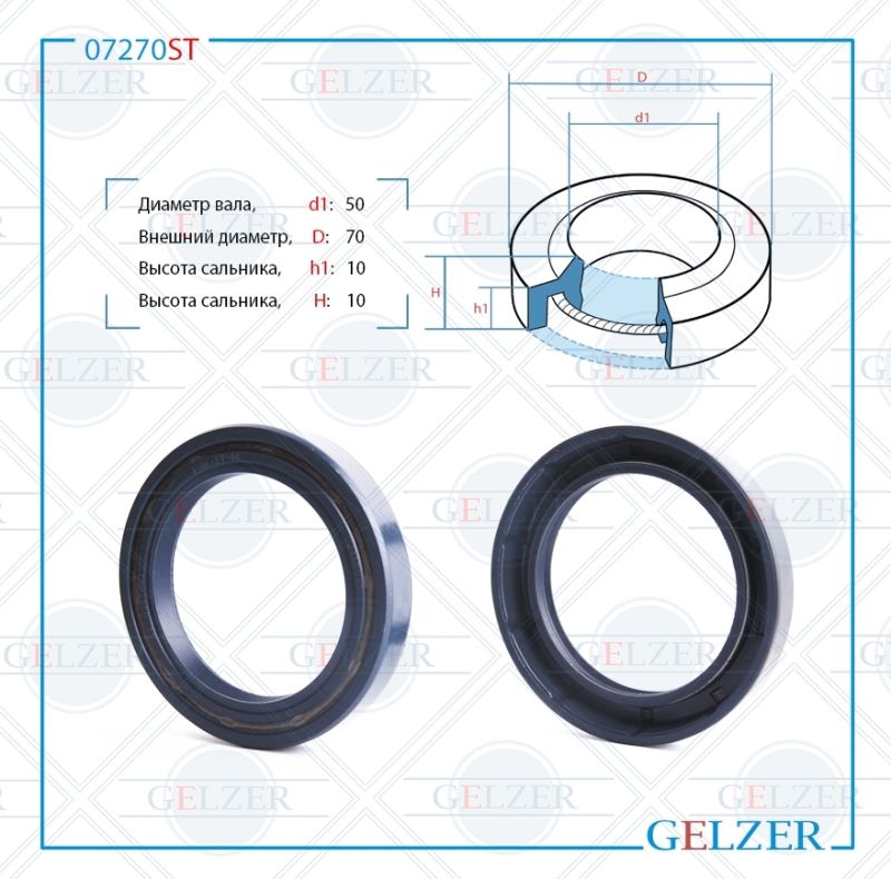 

Сальник рулевой рейки GELZER 50*70*10 (1PM) 07270ST, 07270ST