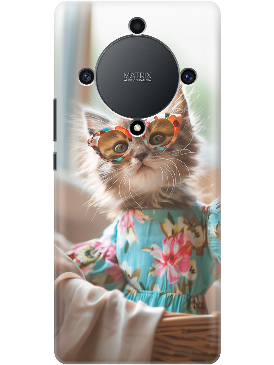 

Силиконовый чехол на Honor X9a/Magic5 Lite с рисунком "Кошечка в голубом платье", Белый;голубой;серый, 20000555