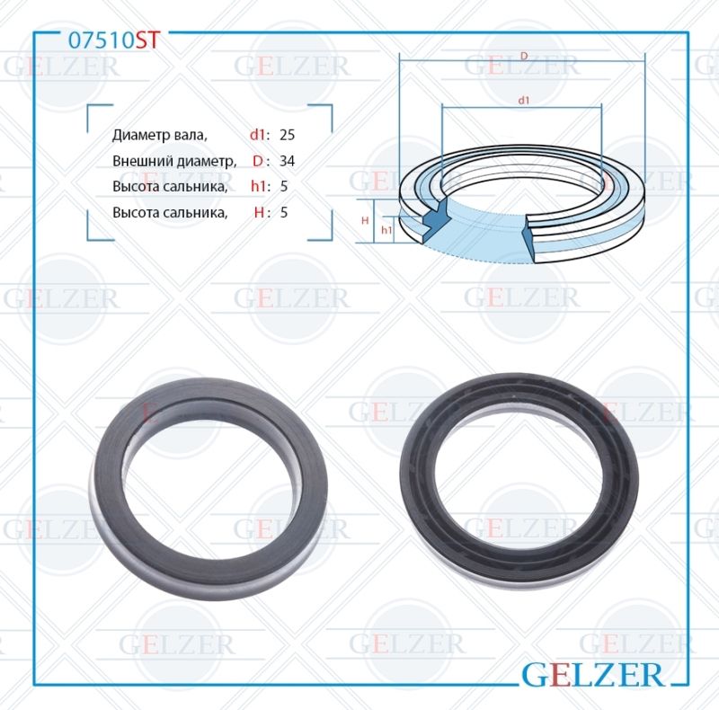 

Сальник рулевой рейки GELZER 25*34*5 (12) 07510ST, 07510ST