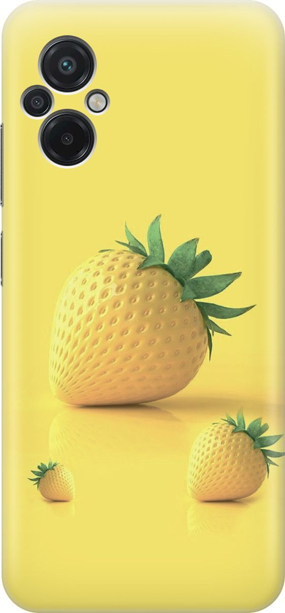 

Силиконовый чехол на Xiaomi Poco M5 "Желтая клубника", Черный, 15146