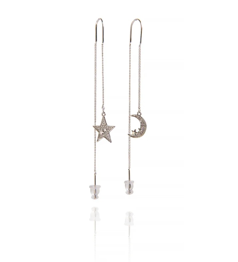 

Серьги из бижутерного сплава с фианитом Daroni Star and Moon
