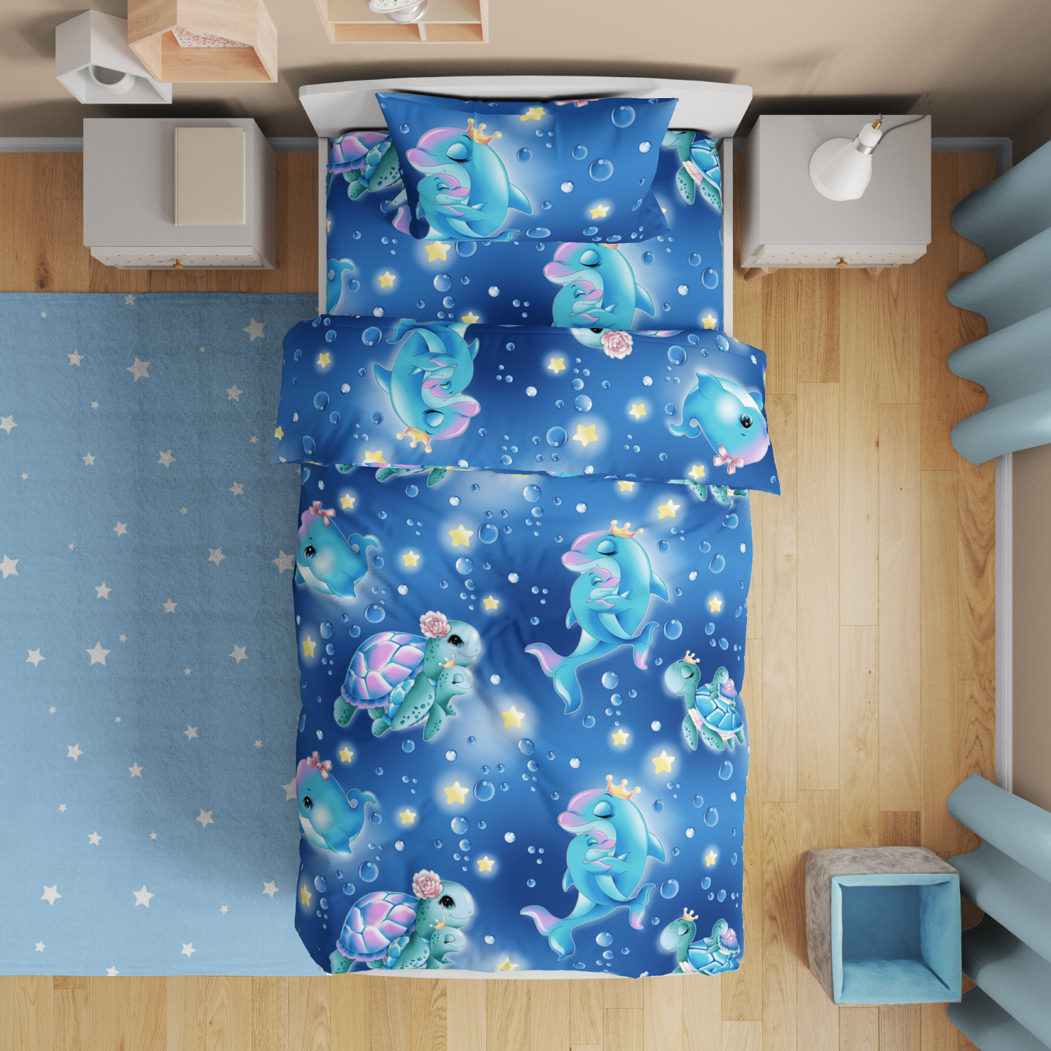 Детское постельное белье Бамбино Текс Дизайн Океан 1,5  спальное, перкаль