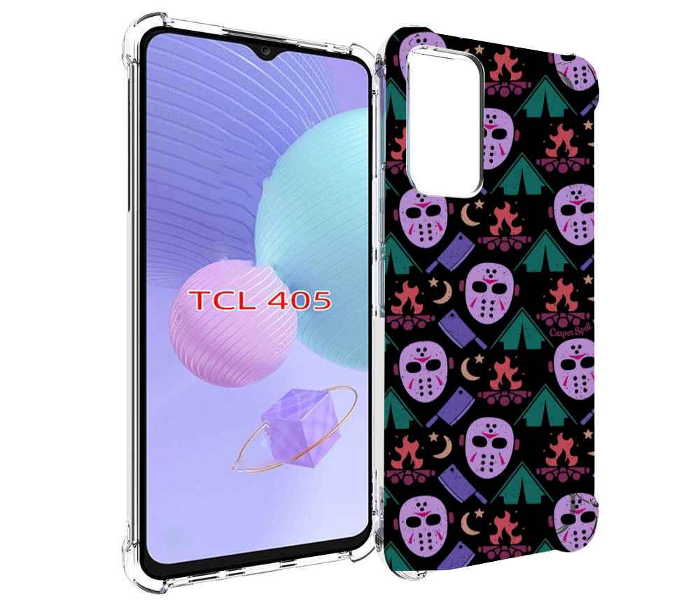 

Чехол MyPads фиолетовые маски для TCL 405, Tocco