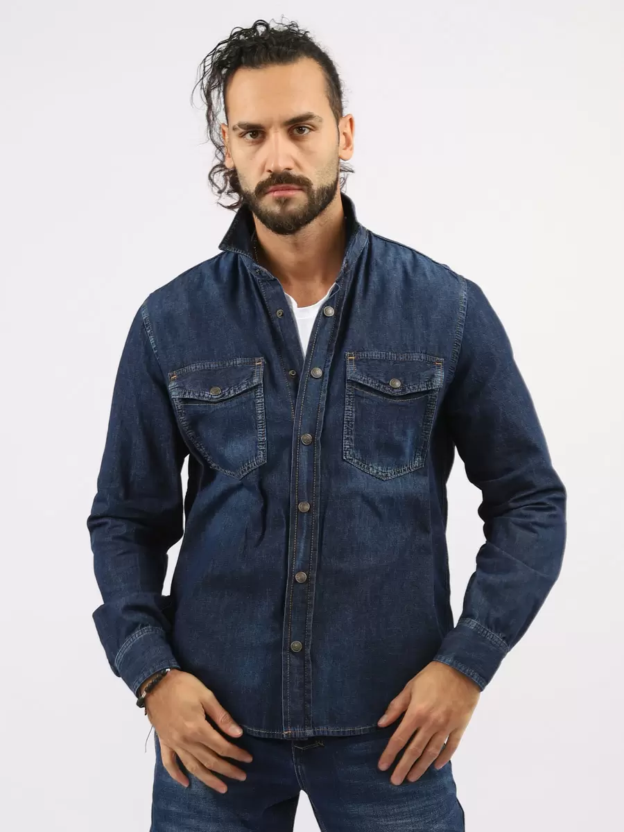 

Джинсовая рубашка мужская A passion play SQ71755 синяя XXL, SQ71755