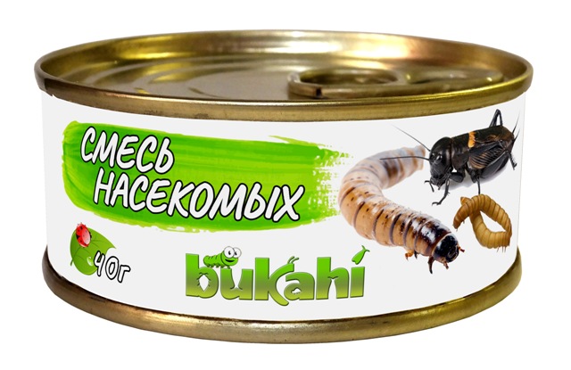 Смесь консервированных насекомых Bukahi (сверчок, мучной червь и зофобас), 40г