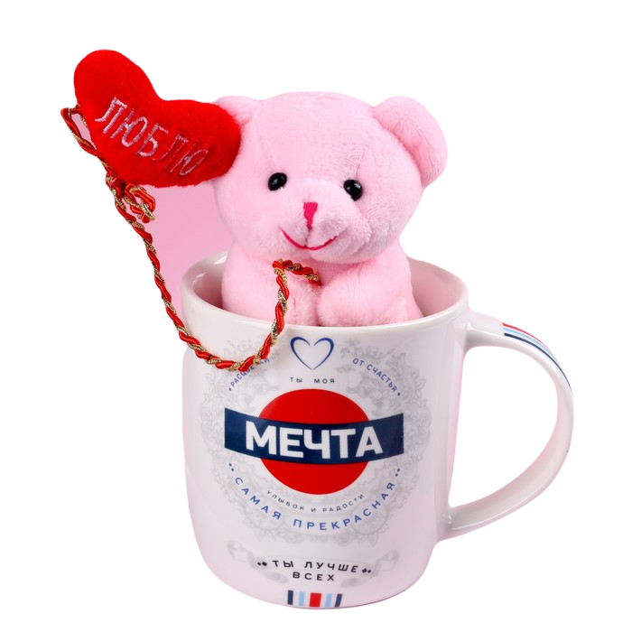 

Набор «Мечта», игрушка в кружке, мишка, цвет МИКС, Розовый