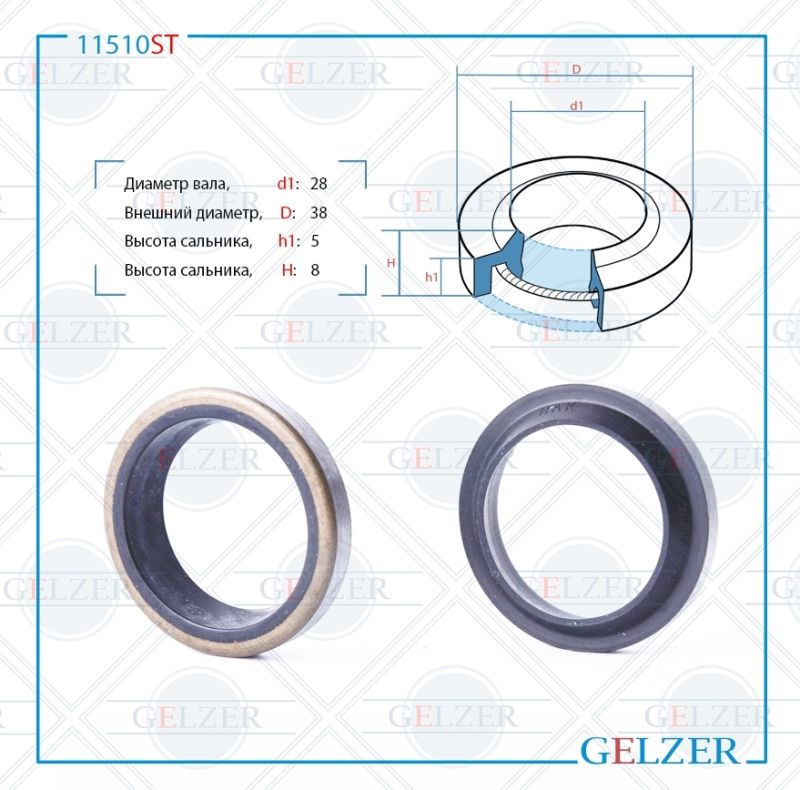 

Сальник рулевой рейки GELZER 28*38*5/8 (1PA) 11510ST, 11510ST