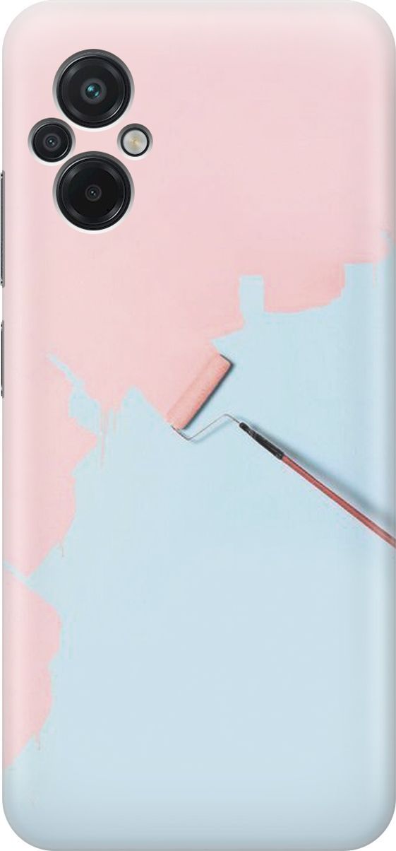 

Силиконовый чехол на Xiaomi Poco M5 "Голубая стена, розовая краска", Голубой;розовый, 15143