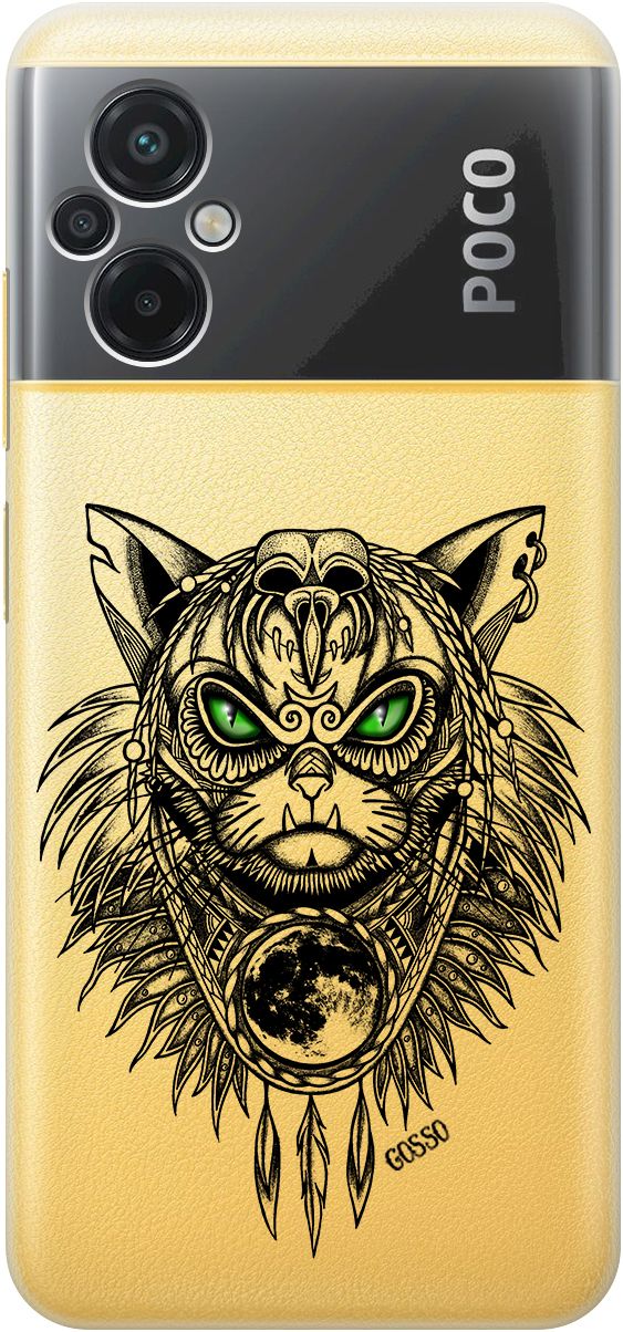 

Силиконовый чехол на Xiaomi Poco M5 "Shaman Cat" прозрачный, Прозрачный;черный, 15148