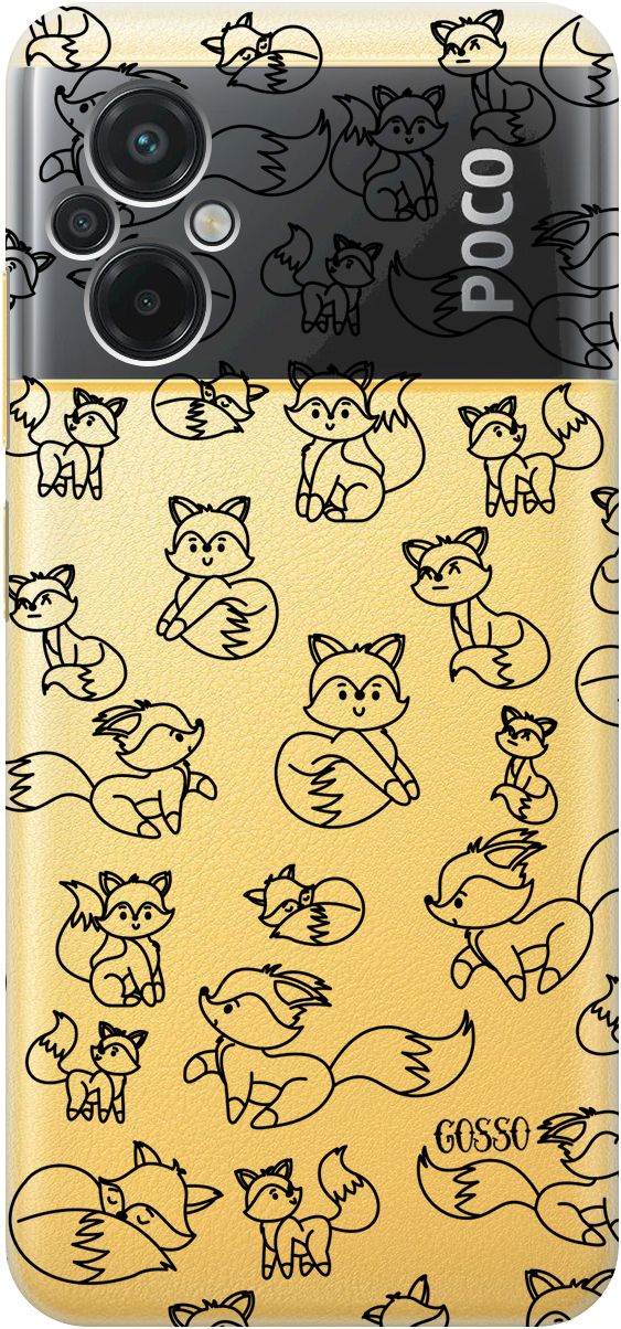 

Силиконовый чехол на Xiaomi Poco M5 "Funny Foxes" прозрачный, Прозрачный;черный, 15148