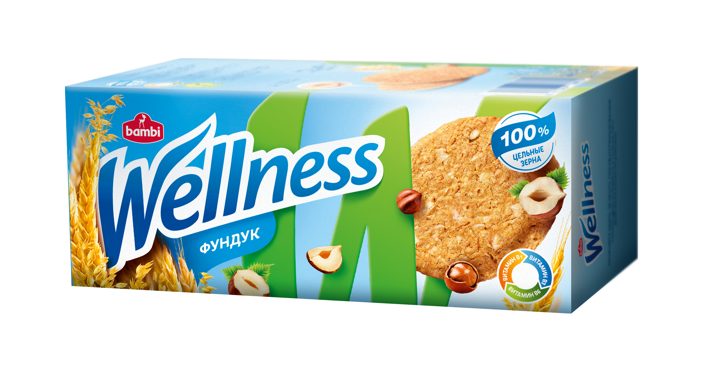 Печенье Bambi Wellness Злаковое с лесными орехами и витаминами 210 г