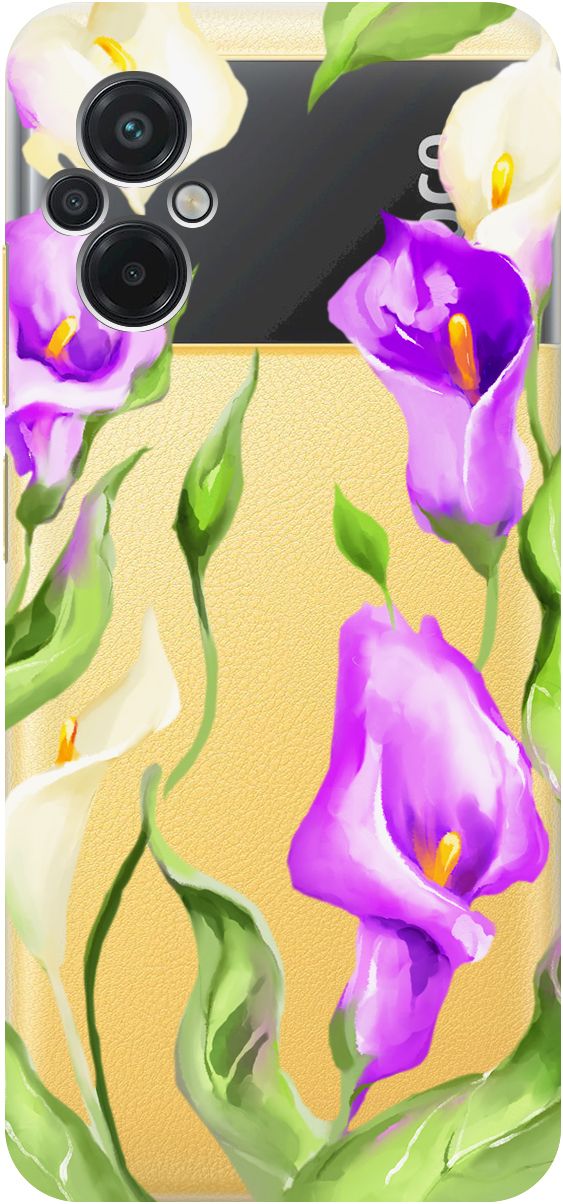 

Силиконовый чехол на Xiaomi Poco M5 "Amazing Callas" прозрачный, Прозрачный;фиолетовый, 15149