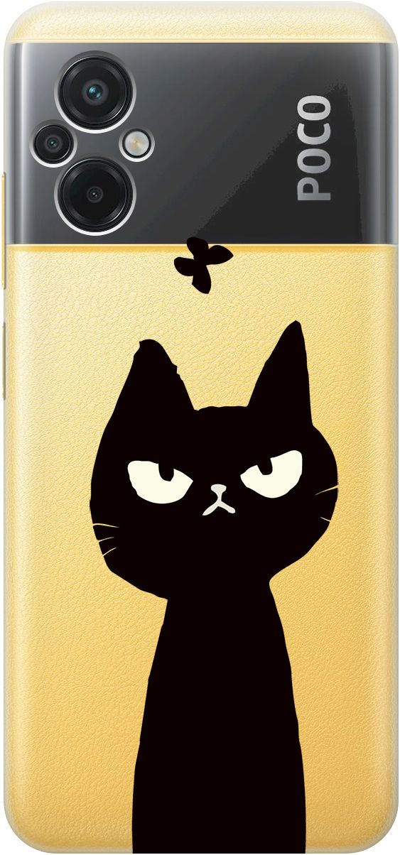 

Силиконовый чехол на Xiaomi Poco M5 "Disgruntled Cat" прозрачный, Прозрачный;черный, 15149