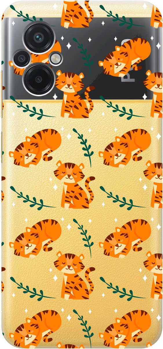 

Силиконовый чехол на Poco M5 "Tigers" прозрачный, Прозрачный;бежевый, 15149