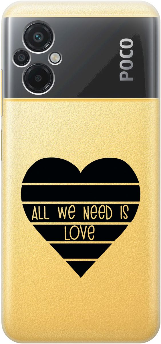 

Чехол на Xiaomi Poco M5 "All We Need is Love" прозрачный, Прозрачный;черный, 15149
