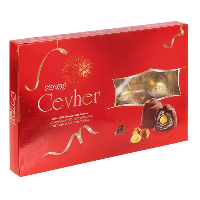 

Конфеты шоколадные Saray Cevher с цельным лесным орехом 125 г