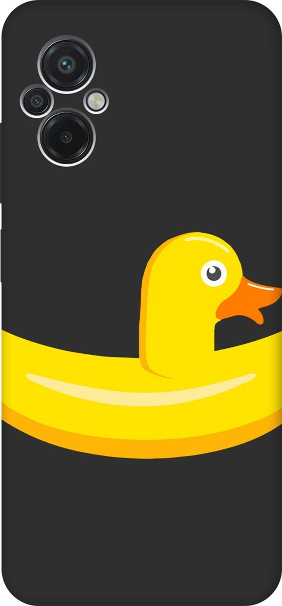 

Матовый чехол на Xiaomi Poco M5 "Duck Swim Ring" черный, Черный;белый, 15152