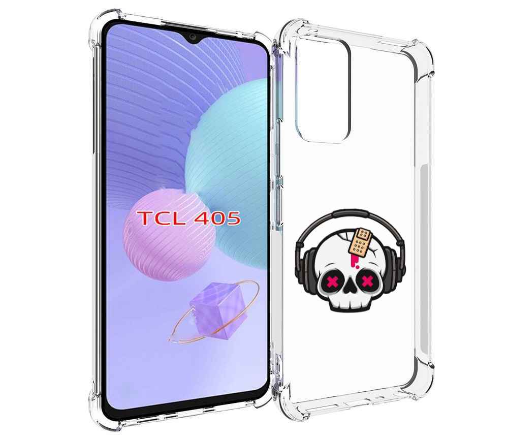 

Чехол MyPads черепок в наушниках для TCL 405, Tocco
