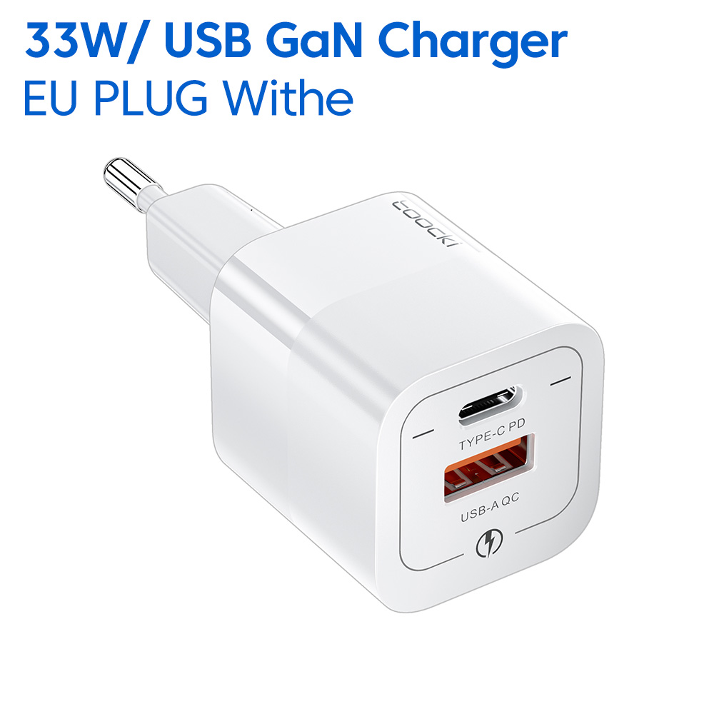 Сетевое зарядное устройство Toocki GaN Travel Charger  1xUSB, 1xUSB Type-C 3 А белый