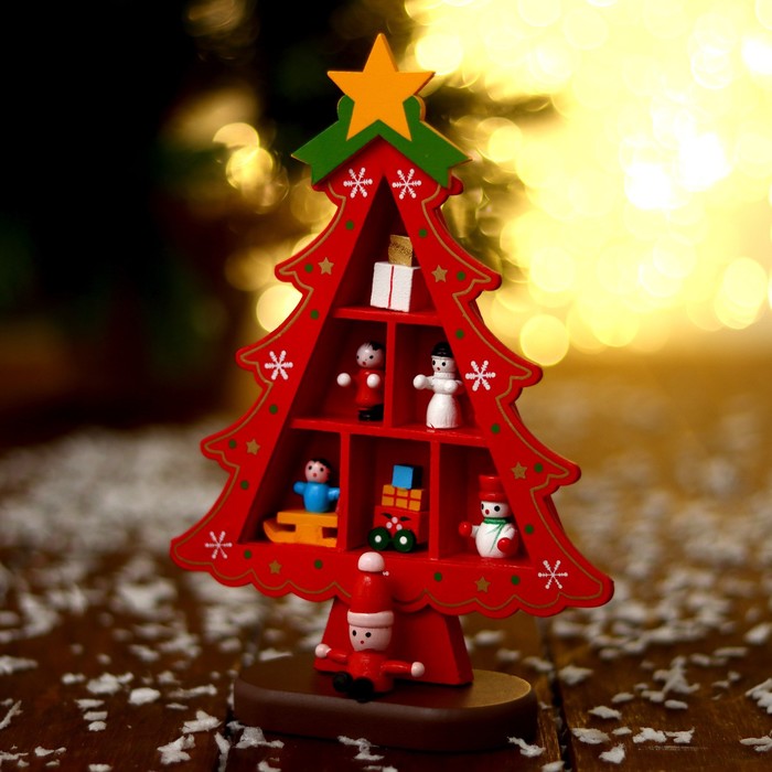 фото Новогодний сувенир «ёлка с ячейками под подарки» 14.5 × 19.5 см, красная лесная мастерская