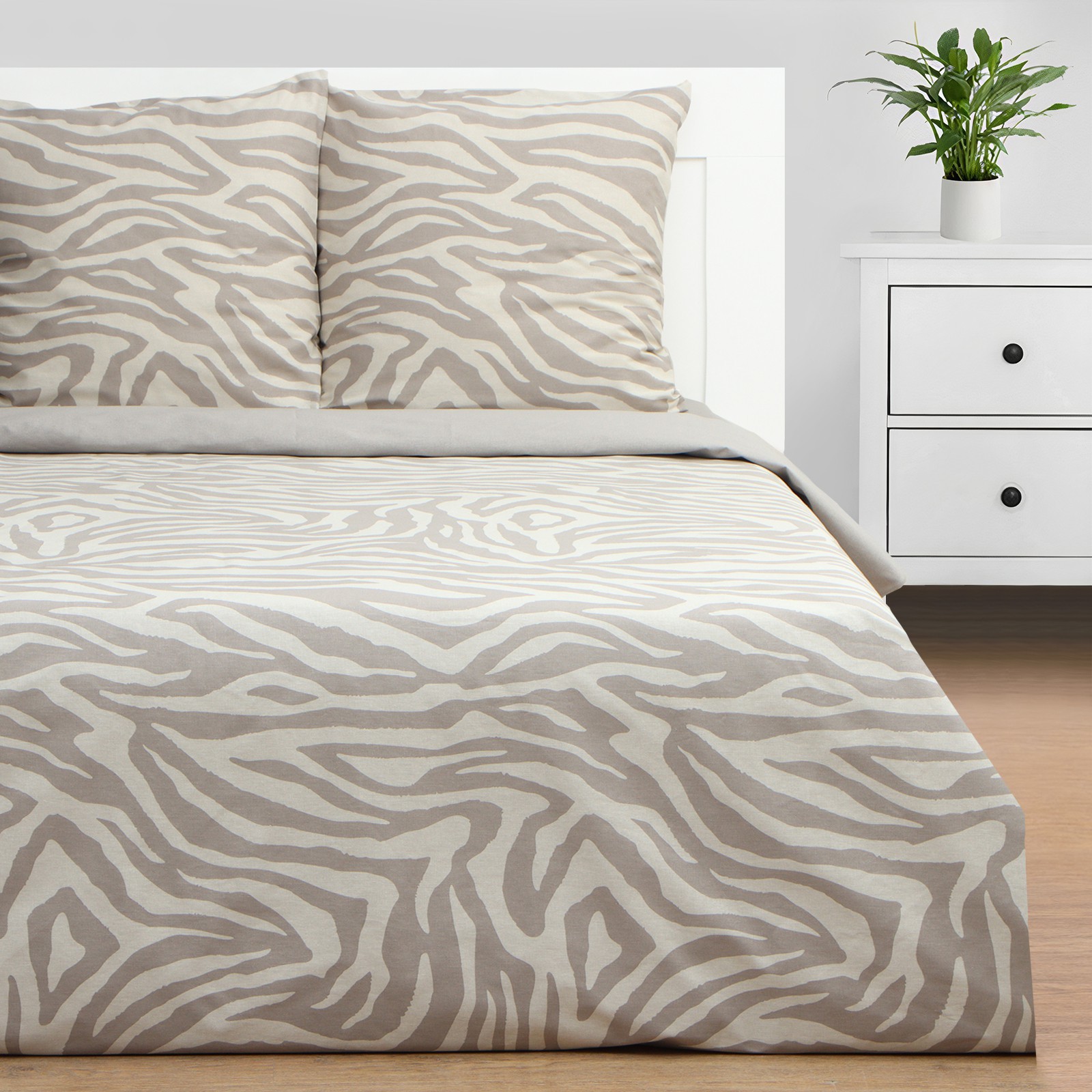 

Комплект постельного белья Этель Beige zebra евро, бязь, бежевый, Beige zebra