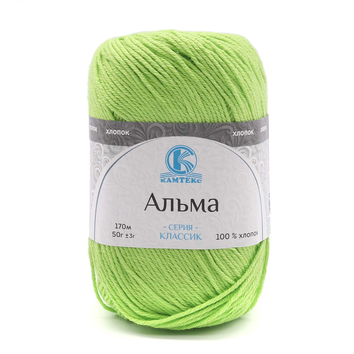 

Пряжа Камтекс 'Альма' 50г, 170м (100% хлопок) (026 салат), 5 мотков, Альма