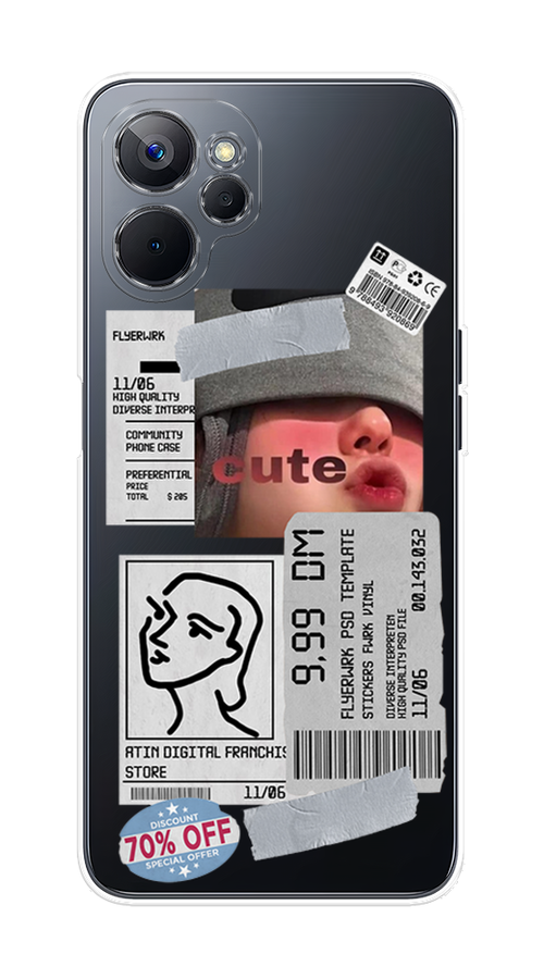 

Чехол на Realme 9i 5G "Cute girl collage", Розовый;серый;голубой, 2514050-6