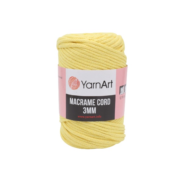 

Пряжа YarnArt 'Macrame Cord 3мм' 250г, 85м (хлопок, вискоза), 754 холодный жёлтый, 4 мотка, Желтый, Macrame Cord 3мм